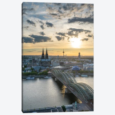 Aerial View Of Cologne At Sunset With View Of The Cologne Cathedral And Hohenzollern Bridge Canvas Print #JNB1224} by Jan Becke Art Print