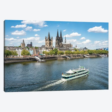 City Of Cologne Along The Rhine River With Cologne Cathedral And Great St. Martin Church Canvas Print #JNB1227} by Jan Becke Canvas Art Print