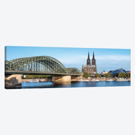 Panoramic View Of The Cologne Cathedral And Hohenzollern Bridge Along The Rhine River Canvas Print #JNB1228} by Jan Becke Canvas Artwork