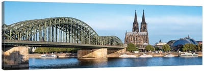 Panoramic View Of The Cologne Cathedral And Hohenzollern Bridge Along The Rhine River Canvas Art Print