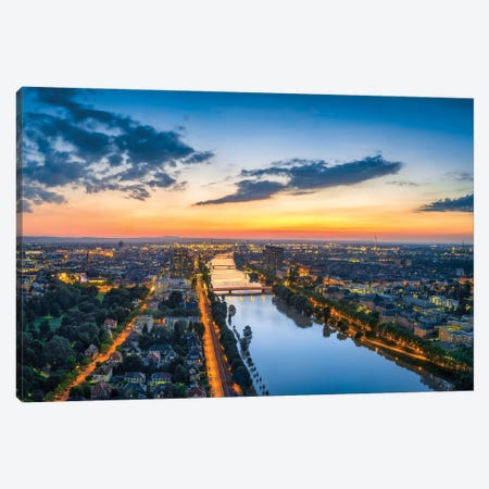 Aerial View Of Mannheim At Sunset With View Of The Neckar River Canvas Print #JNB1238} by Jan Becke Canvas Art Print