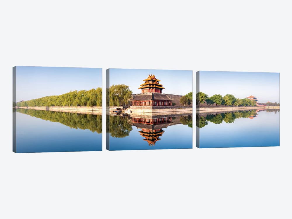 Watchtower Of The Forbidden City In Beijing by Jan Becke 3-piece Art Print