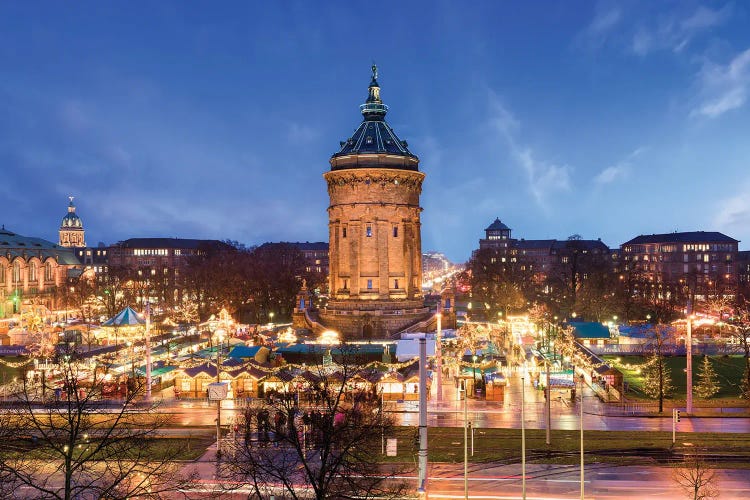 Christmas Market At The Wasserturm In Mannheim