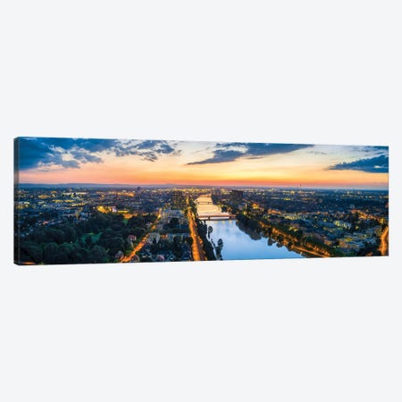 Aerial View Of Mannheim Along The Neckar River At Sunset Canvas Print #JNB1250} by Jan Becke Art Print