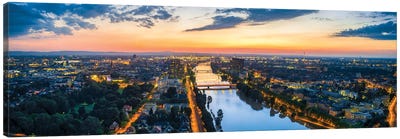 Aerial View Of Mannheim Along The Neckar River At Sunset Canvas Art Print