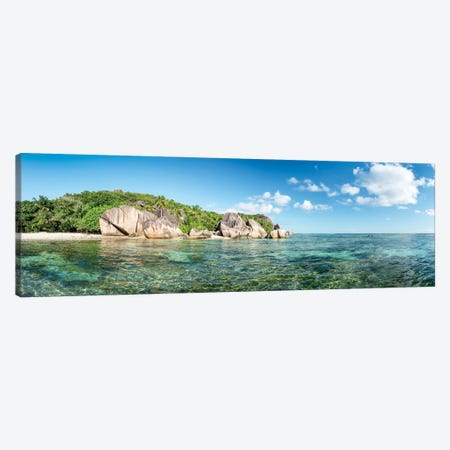Anse Source D'Argent Beach Panorama, La Digue, Seychelles Canvas Print #JNB1255} by Jan Becke Canvas Art
