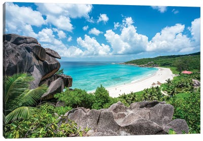 Grand Anse Beach On La Digue Island, Seychelles Canvas Art Print - Seychelles
