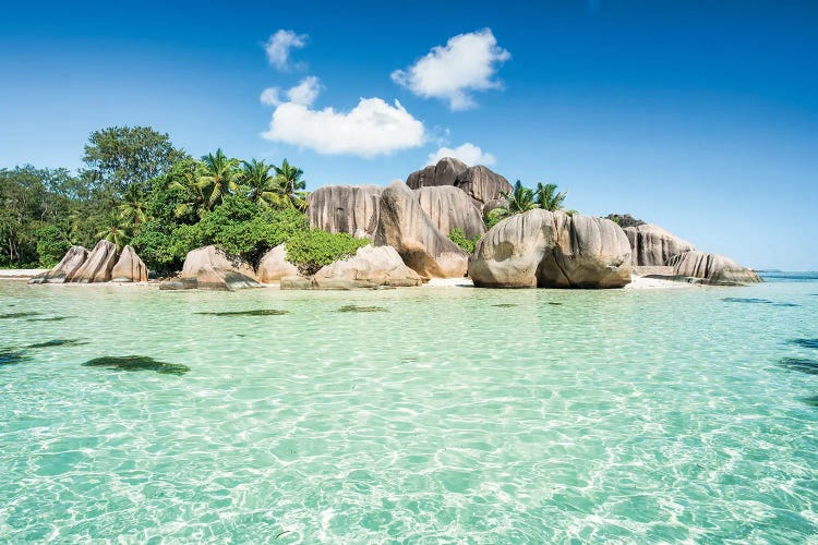 Turquoise Water At The Anse Source D'Argent Beach, La Digue, Seychelles