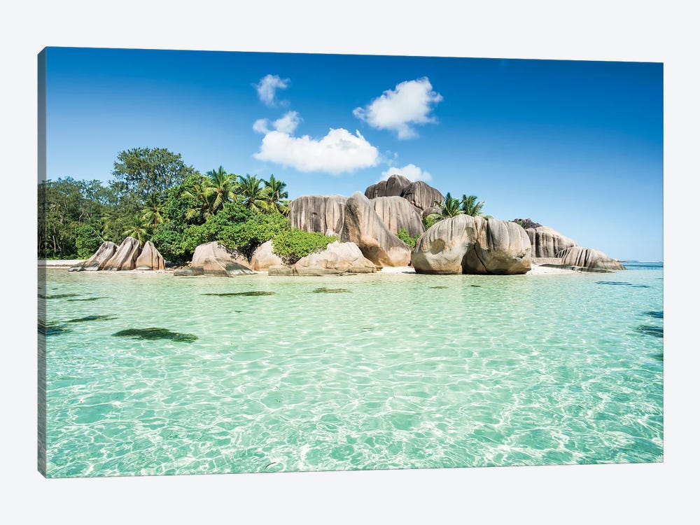 Turquoise Water At The Anse Source D'Argent Beach, La Digue, Seychelles by Jan Becke 1-piece Canvas Art Print
