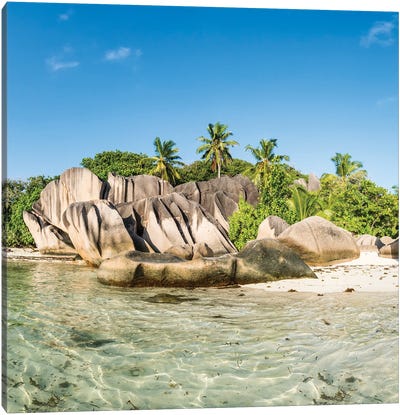 Tropical Island Of La Digue In The Seychelles Canvas Art Print - Seychelles