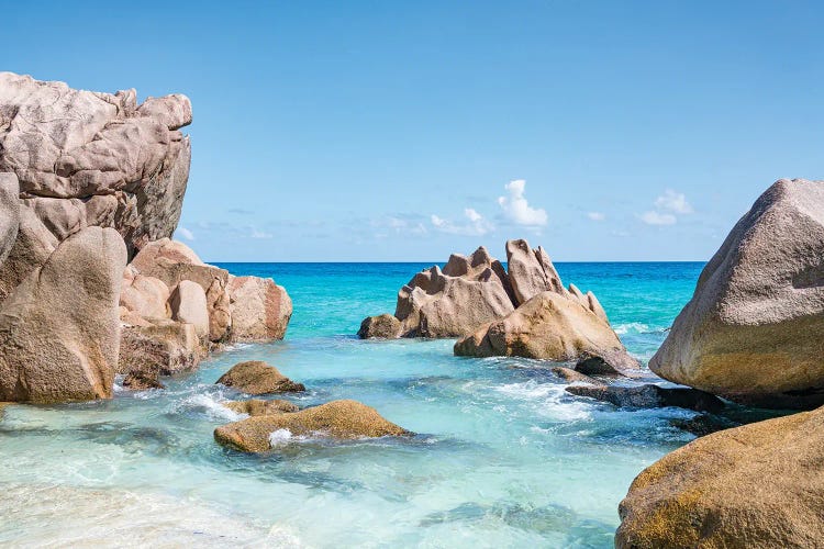 Anse Patates Beach On The Island Of La Digue, Seychelles