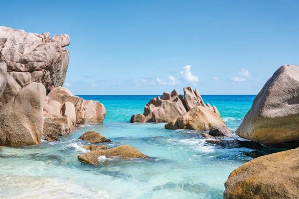 Seychelles: Anse Patates Beach On The Island Of La Digue, Seychelles by Jan Becke