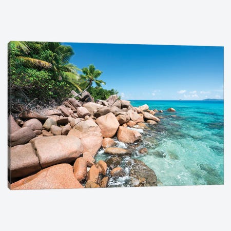 Red Rocks At Anse Lazio, Praslin, Seychelles Canvas Print #JNB1270} by Jan Becke Canvas Print