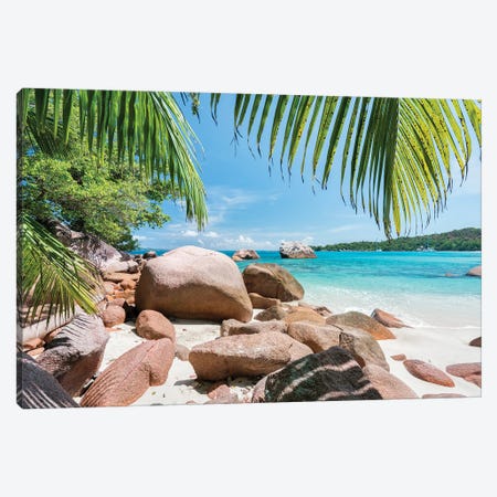Tropical Anse Lazio Beach, Praslin, Seychelles Canvas Print #JNB1272} by Jan Becke Canvas Print
