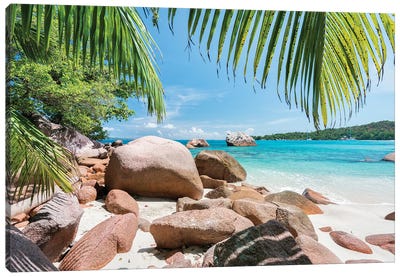 Tropical Anse Lazio Beach, Praslin, Seychelles Canvas Art Print - Seychelles