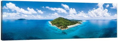 Aerial Panorama Of La Digue, Seychelles Canvas Art Print - La Digue