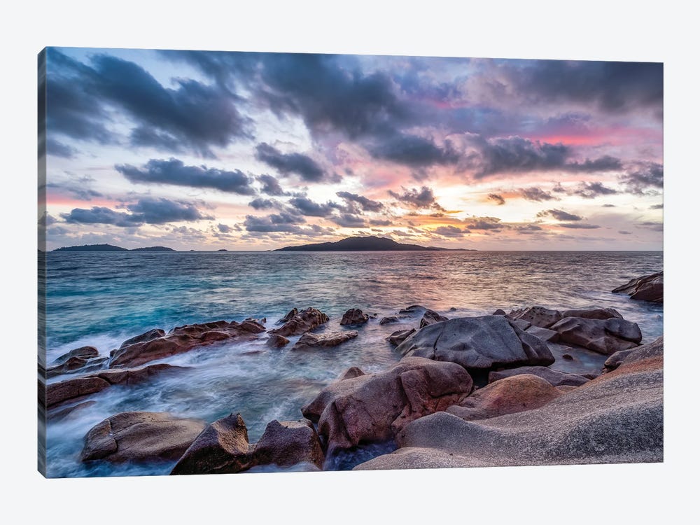 Félicité Island At Sunrise Seen From La Digue, Seychelles by Jan Becke 1-piece Canvas Wall Art