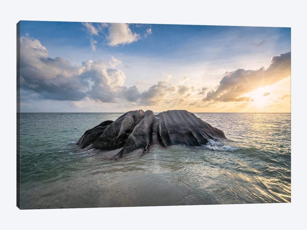 Large Rock At The Anse Source D'Argent Beach, Seychelles by Jan Becke 1-piece Canvas Art Print