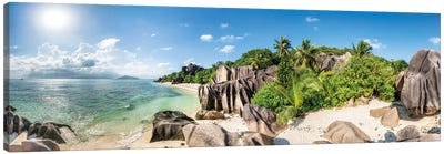 Panoramic View Of The Anse Source D'Argent Beach On La Digue, Seychelles Canvas Art Print - La Digue