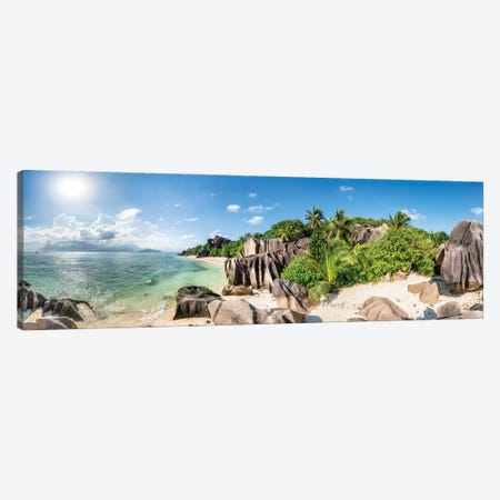 Panoramic View Of The Anse Source D'Argent Beach On La Digue, Seychelles Canvas Print #JNB1290} by Jan Becke Canvas Print
