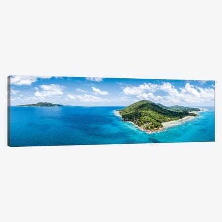Panoramic Aerial View Of The Island La Digue, Seychelles Canvas Print #JNB1296} by Jan Becke Canvas Art