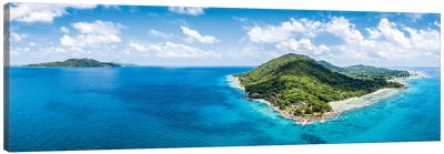 Panoramic Aerial View Of The Island La Digue, Seychelles Canvas Art Print - Seychelles