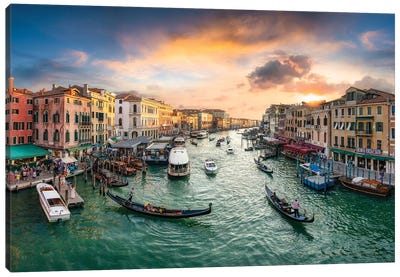 The Grand Canal in Venice, Italy Canvas Art Print - Sunrise & Sunset Art