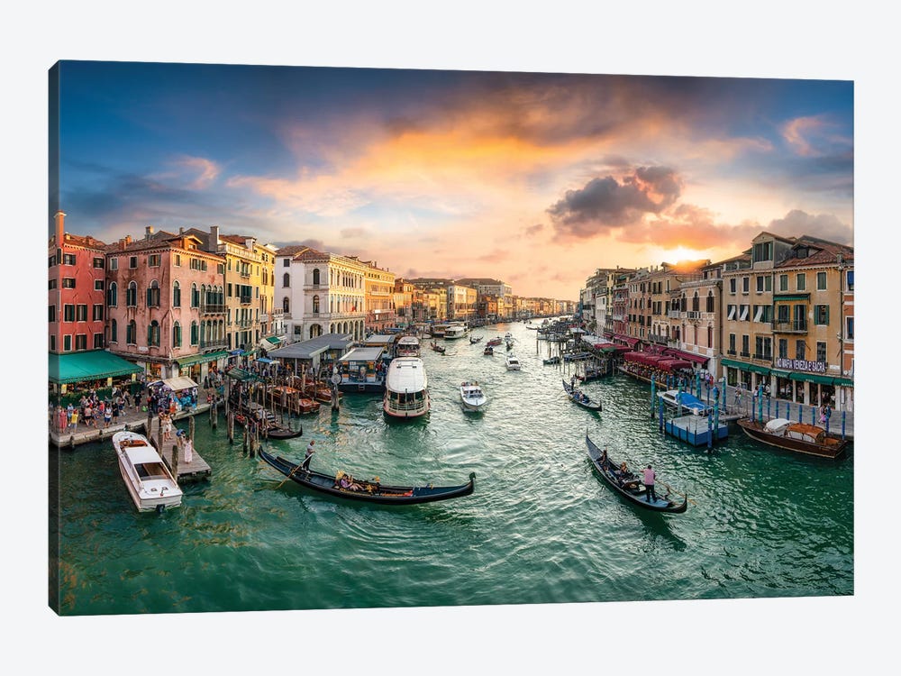 Venice Italy photography This Italy wall art of the Venice Grand Canal is a colorful cityscape fine art print of a Venice night scene