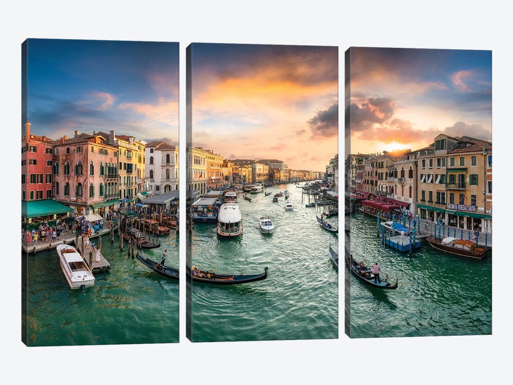 The Grand Canal in Venice, Italy by Jan Becke 3-piece Canvas Art Print