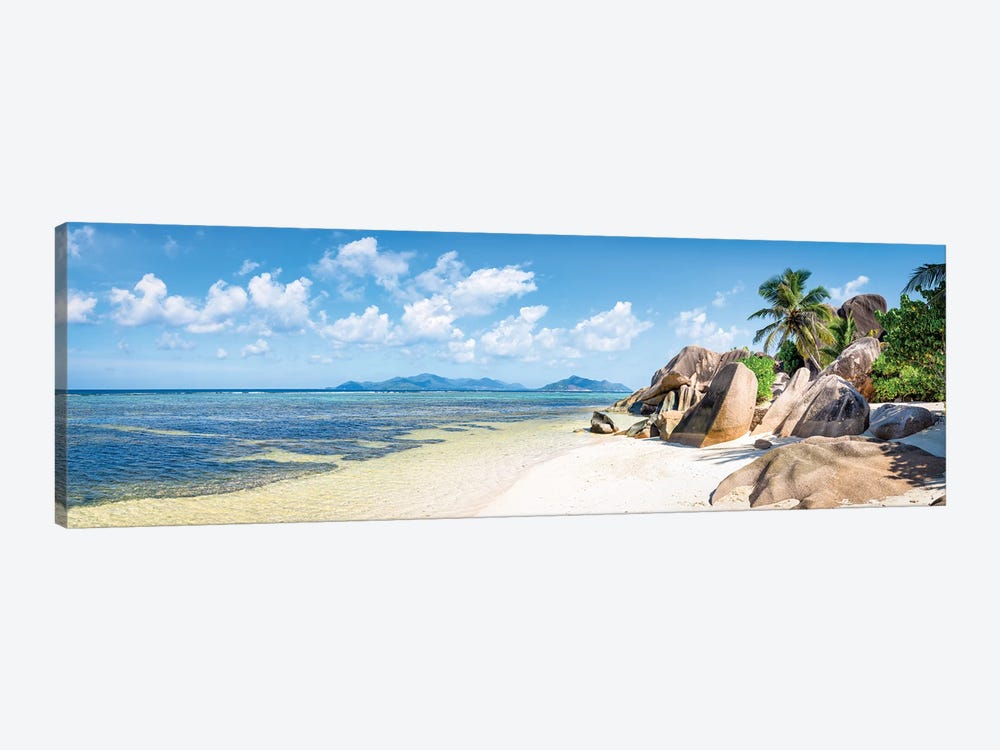 Panoramic View Of The Anse Source D'Argent Beach On The Island Of La Digue, Seychelles by Jan Becke 1-piece Art Print