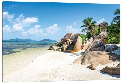 Tropical Beach Anse Source D'Argent, La Digue, Seychelles Canvas Art Print - Seychelles