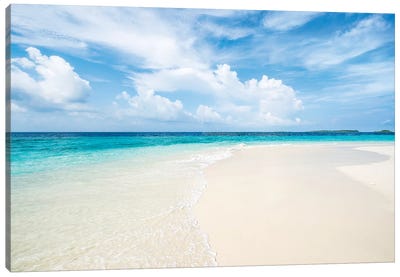 Beautiful Beach With White Sand And Turquoise Water Canvas Art Print - Maldives