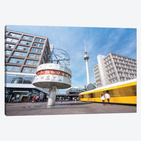 Berlin Television Tower (Fernsehturm Berlin) And World Clock (Weltzeituhr) At Alexanderplatz Canvas Print #JNB1317} by Jan Becke Art Print