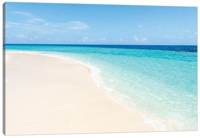 Turquoise Water And White Sand On The Maldives Canvas Art Print
