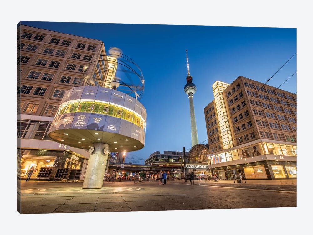 Berlin Television Tower (Fernsehturm Berlin) And World Clock (Weltzeituhr) At Alexanderplatz, Berlin, Germany by Jan Becke 1-piece Art Print