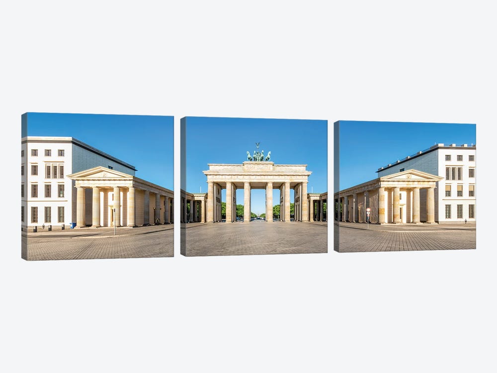 Panoramic View Of The Brandenburg Gate (Brandenburger Tor) In Berlin, Germany by Jan Becke 3-piece Canvas Wall Art