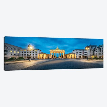 Panoramic View Of The Brandenburg Gate (Brandenburger Tor) And Pariser Platz At Night, Berlin, Germany Canvas Print #JNB1336} by Jan Becke Art Print