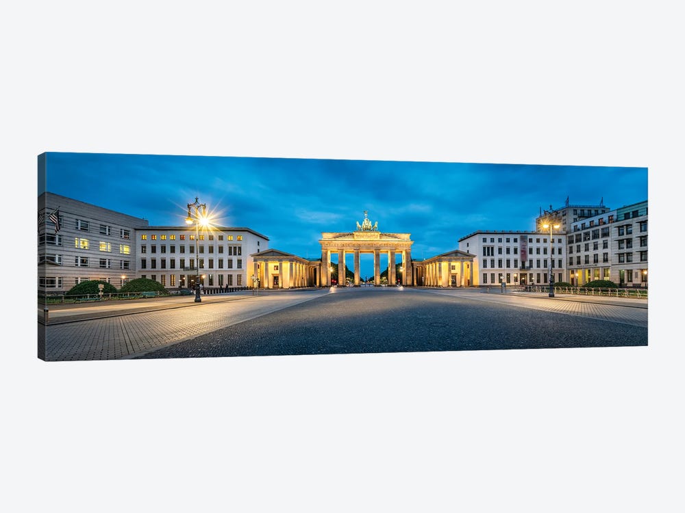 Panoramic View Of The Brandenburg Gate (Brandenburger Tor) And Pariser Platz At Night, Berlin, Germany by Jan Becke 1-piece Canvas Print
