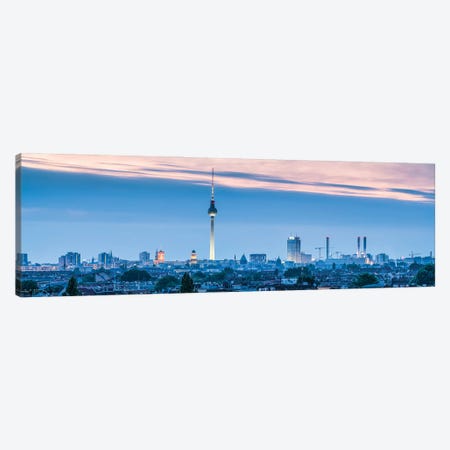 Berlin Skyline Panorama At Dusk With View Of The Berlin Television Tower (Fernsehturm Berlin) Canvas Print #JNB1338} by Jan Becke Canvas Wall Art