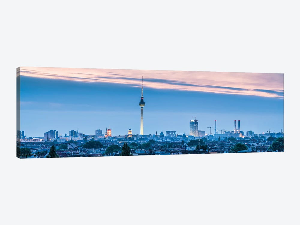 Berlin Skyline Panorama At Dusk With View Of The Berlin Television Tower (Fernsehturm Berlin) by Jan Becke 1-piece Canvas Art Print