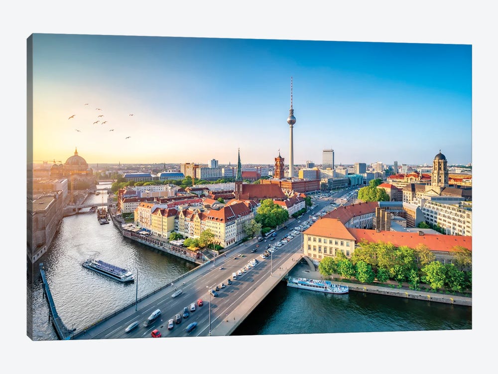 Skyline Of Berlin With View Of The Nikolaiviertel And Berlin Television Tower (Fernsehturm Berlin) by Jan Becke 1-piece Canvas Wall Art