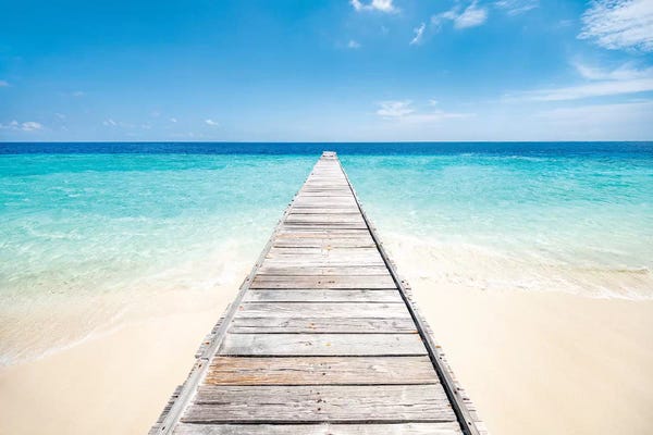 Calm: Jetty On A Beautiful Island In The Maldives by Jan Becke
