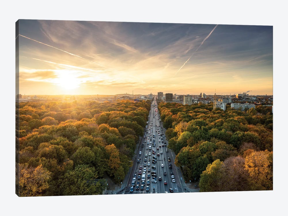 Aerial View Of The Tiergarten Berlin At Sunset During Autumn Season by Jan Becke 1-piece Canvas Art Print