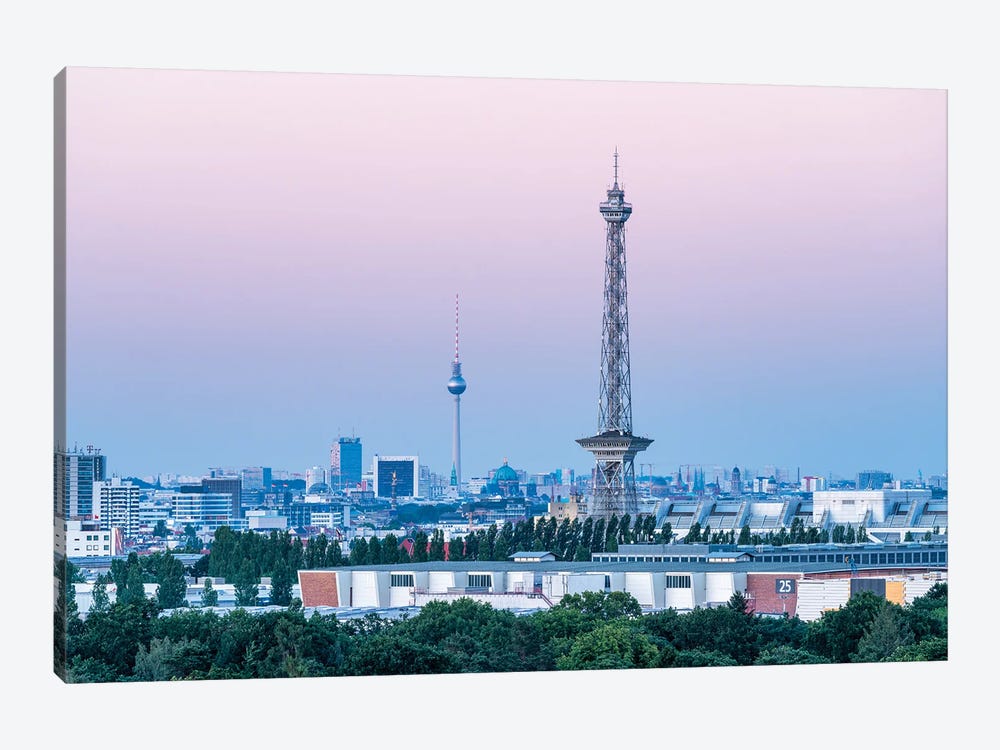 Berlin Radio Tower (Berliner Funkturm) And Berlin Television Tower (Fernsehturm Berlin) At Dusk by Jan Becke 1-piece Canvas Artwork
