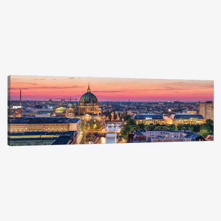 Panoramic View Of Berlin Cathedral (Berliner Dom) And Spree River At Sunset Canvas Print #JNB1347} by Jan Becke Canvas Art
