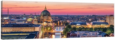 Panoramic View Of Berlin Cathedral (Berliner Dom) And Spree River At Sunset Canvas Art Print - Berlin Art