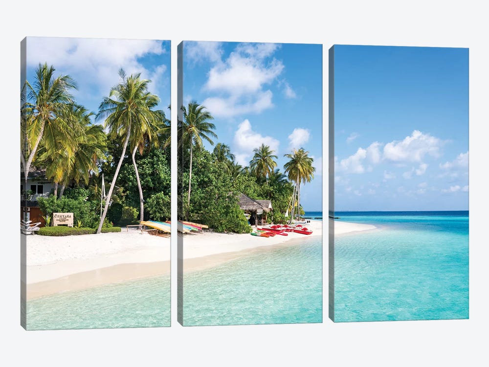 Tropical Island In The Maldives by Jan Becke 3-piece Canvas Art
