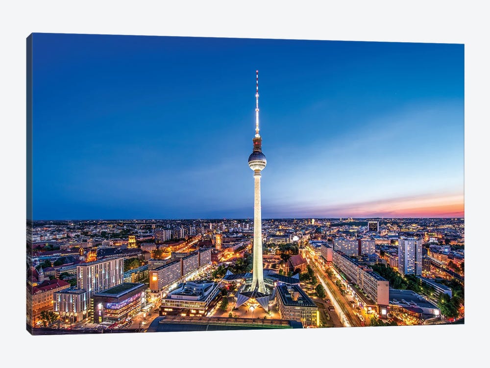 Skyline Of Berlin With Berlin Television Tower (Fernsehturm Berlin) At Night by Jan Becke 1-piece Canvas Wall Art
