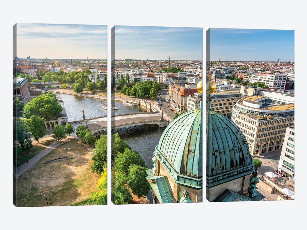 Spree River View From Top Of Berlin Cathedral (Berliner Dom) by Jan Becke 3-piece Art Print