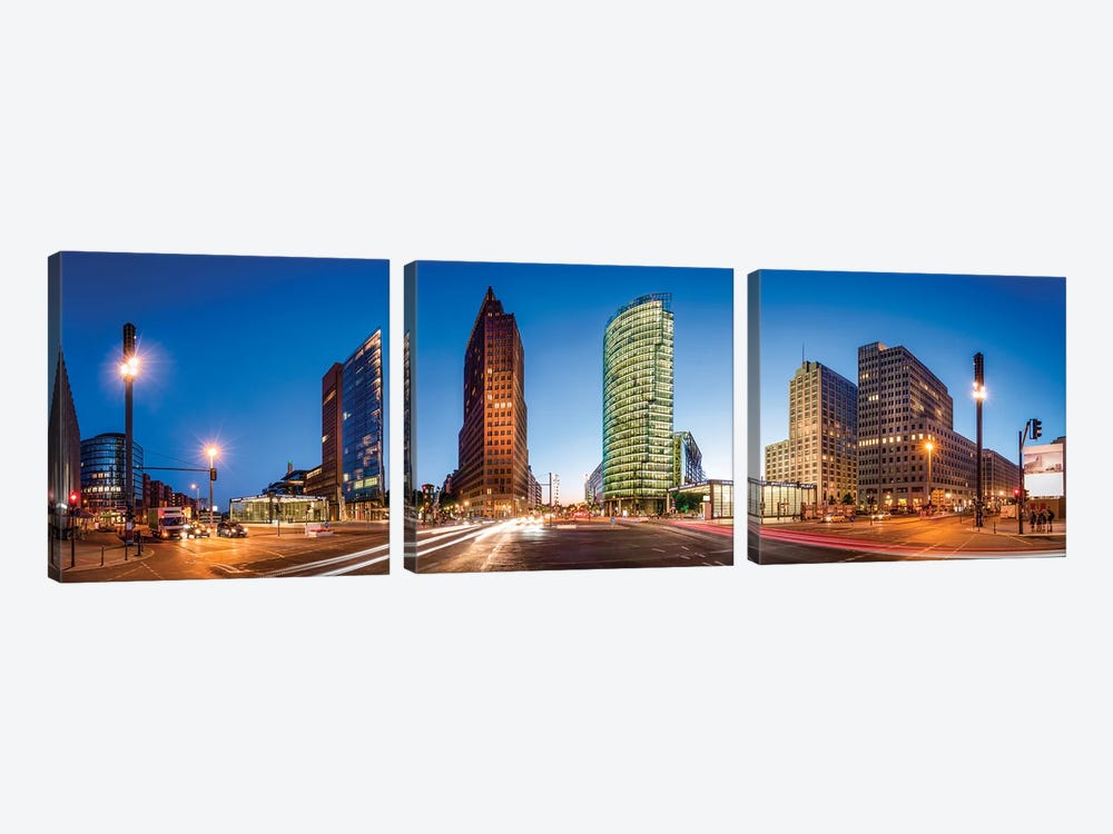 Panoramic View Of Modern Office Buildings At Potsdamer Platz, Berlin, Germany by Jan Becke 3-piece Canvas Wall Art